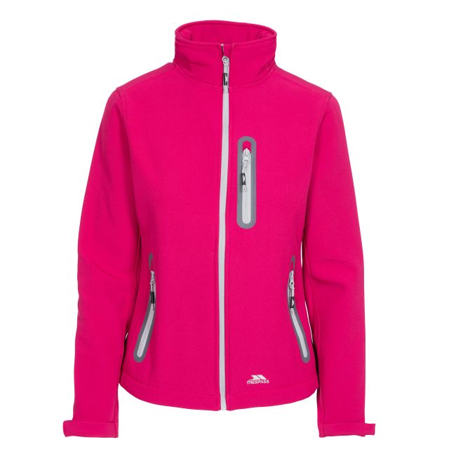 Trespass Hallie Giacca Softshell Leggera Antivento Donna - Con Cappuccio, Tasche Zip E Coulisse - Perfetta Per Escursioni E Tempo Libero
