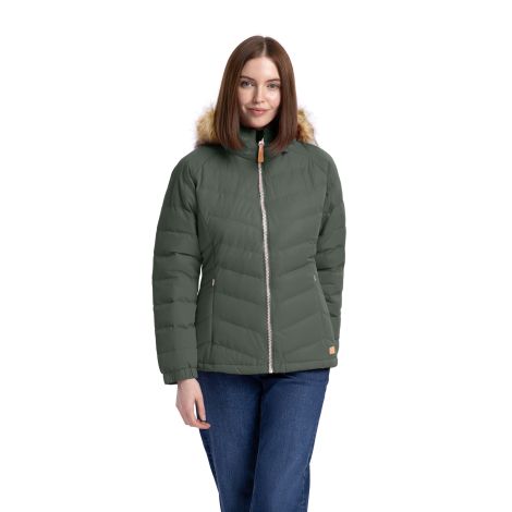 Trespass Women's Padded Jacket Nadina in Olive, Back view on model