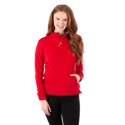 Trespass Womens Fleece AT200 Big Heart in Red, Front view on model