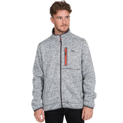 Bingham Men's Marl Fleece Jacket in Light Grey, Front view on mannequin