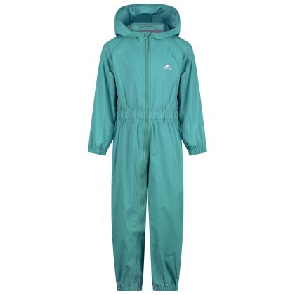 Kids Waterproof Breathable Rain Suit Button in Greensea