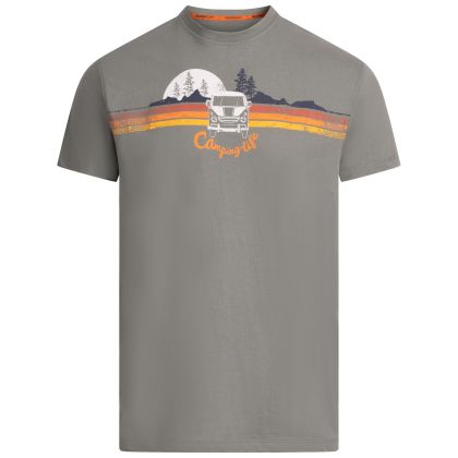 Mens Casual T-Shirt Cromer II in Pond Blue, Front view on mannequin