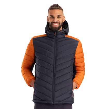 Mens Casual Hooded Jacket Eriska in Dark Flint, Front view on mannequin