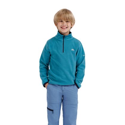Kids Microfleece Etto in Light Teal, Back view on model