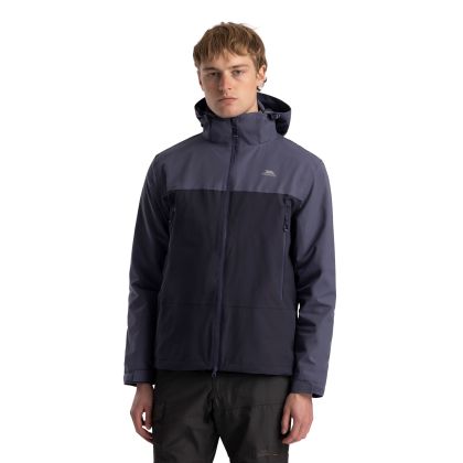 Mens Outdoor Waterproof Jacket Fahamore in Steel Blue, Front view on mannequin