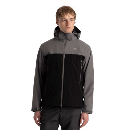 Mens Outdoor Waterproof Jacket Fahamore In Storm Grey, Front view on mannequin