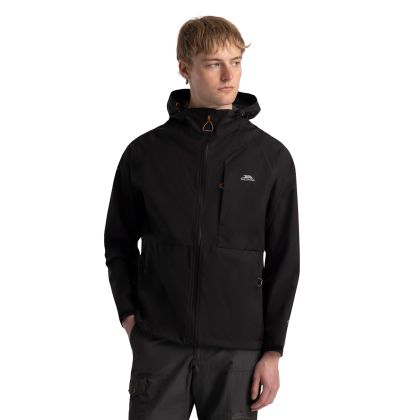 Mens Outdoor Waterproof Jacket Ferryhill In Black, Front view on mannequin