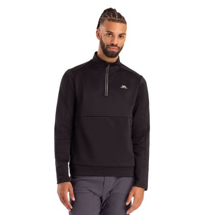 Men Funnel Neck Half Zip Long Sleeve Top Jay in Black