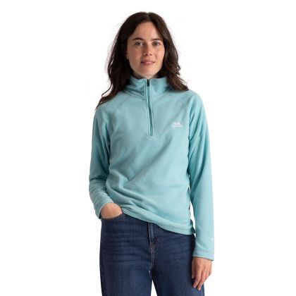 Womens Half Zip Fleece Luiston in Aquamarine, Front view on mannequin