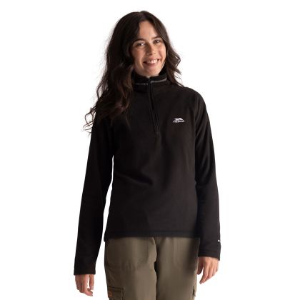 Womens Half Zip Fleece Luiston in Black, Front view on mannequin