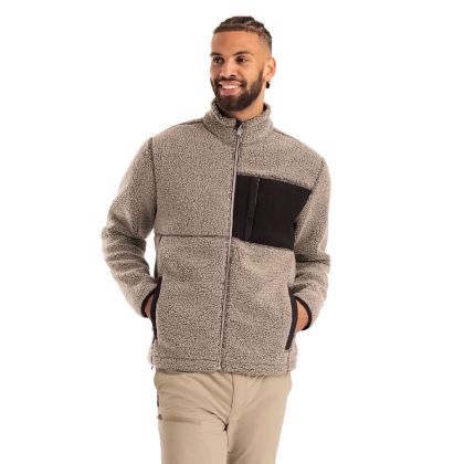 Mens Fleece Jacket Maclarenton in Beige Marl, Front view on mannequin