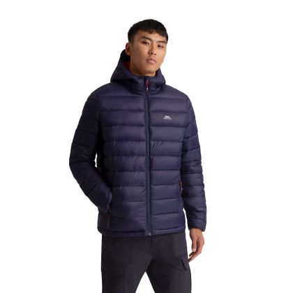 Mens Casual Quilted Jacket Mikey in Navy, Front view on mannequin