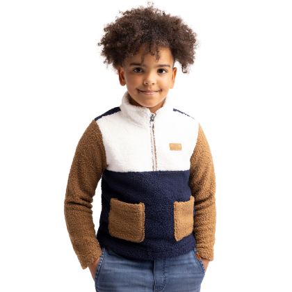 Kids Half Zip Fleece Mitta in Navy
