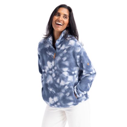 Womens 1/2 Zip Sherpa Fleece Ovie in Stone Blue Print