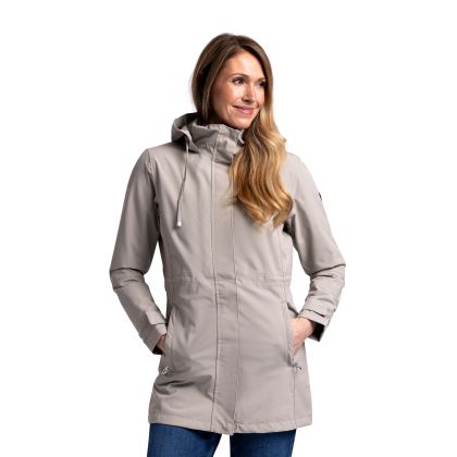 Womens Waterproof Jacket Tp75 Pavlina in OATMILK, Front view on mannequin