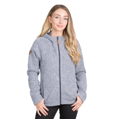 Reserve Women's Fleece Hoodie in Blue, Back view on model