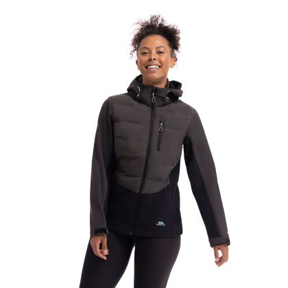 Womens Hybrid Softshell Jacket Scarlet in Charcoal