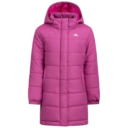 Girls Casual Quilted Jacket Sellster in Deep Pink, Front view on mannequin