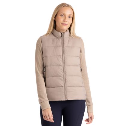 Womens Padded Gilet Simone in Sand, Front view on mannequin