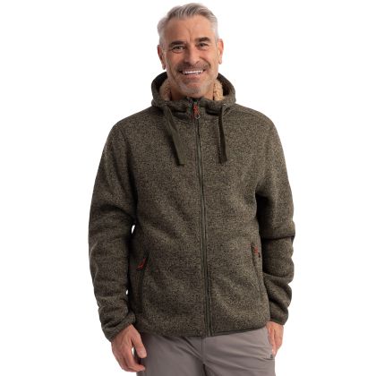 Trespass Mens Fleece Hoodie Tableypipe in Ivy Marl, Front view on mannequin