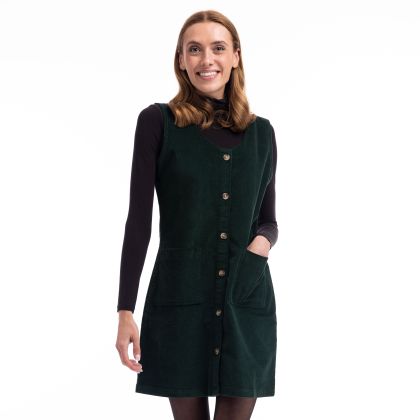 Womens Corduory Dress Tarissa in Dark Green