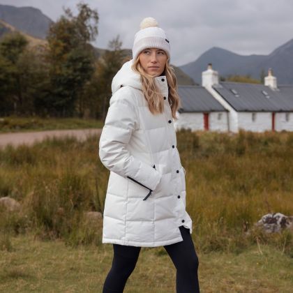 DLX Womens Long Down Jacket Lainey in White