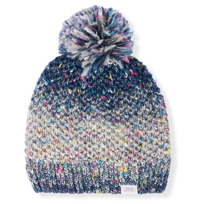 Zabella Adults Knitted Beanie in Blue, Hat at angled view