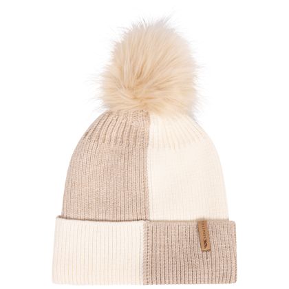 Womens Fleece Lined Hat Zariel in Soft Stone, Hat at angled view