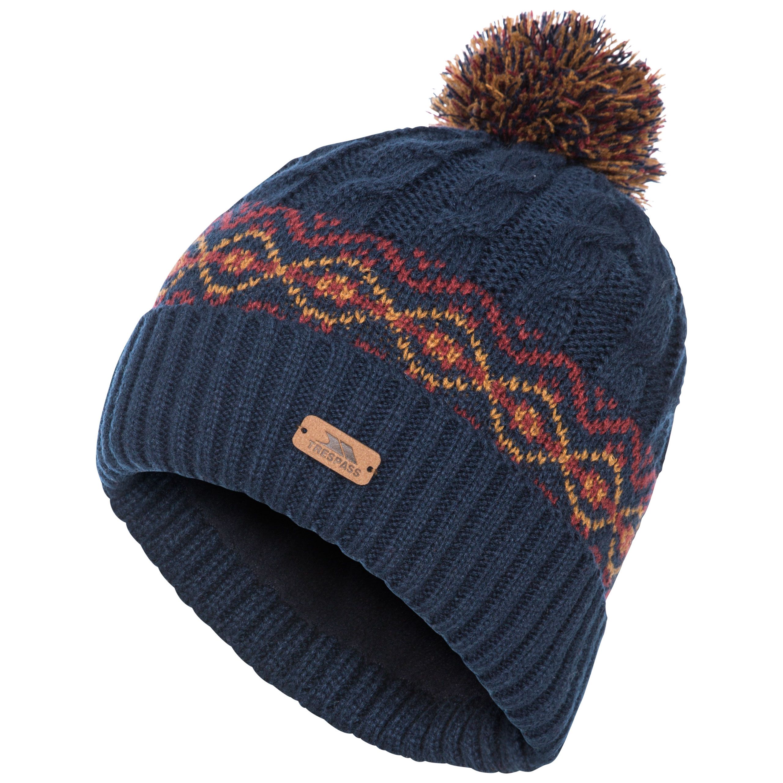 Trespass Men's Navy Fleece Lined Bobble Hat Andrews