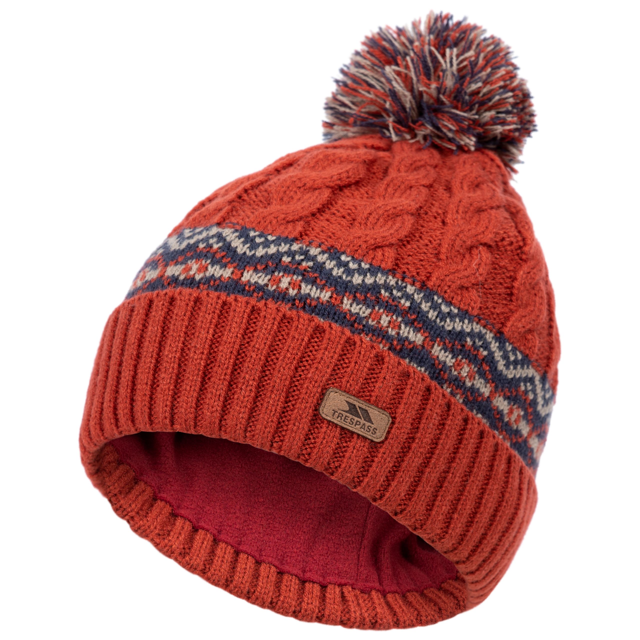 Trespass Men's Fleece Lined Bobble Hat Andrews Red