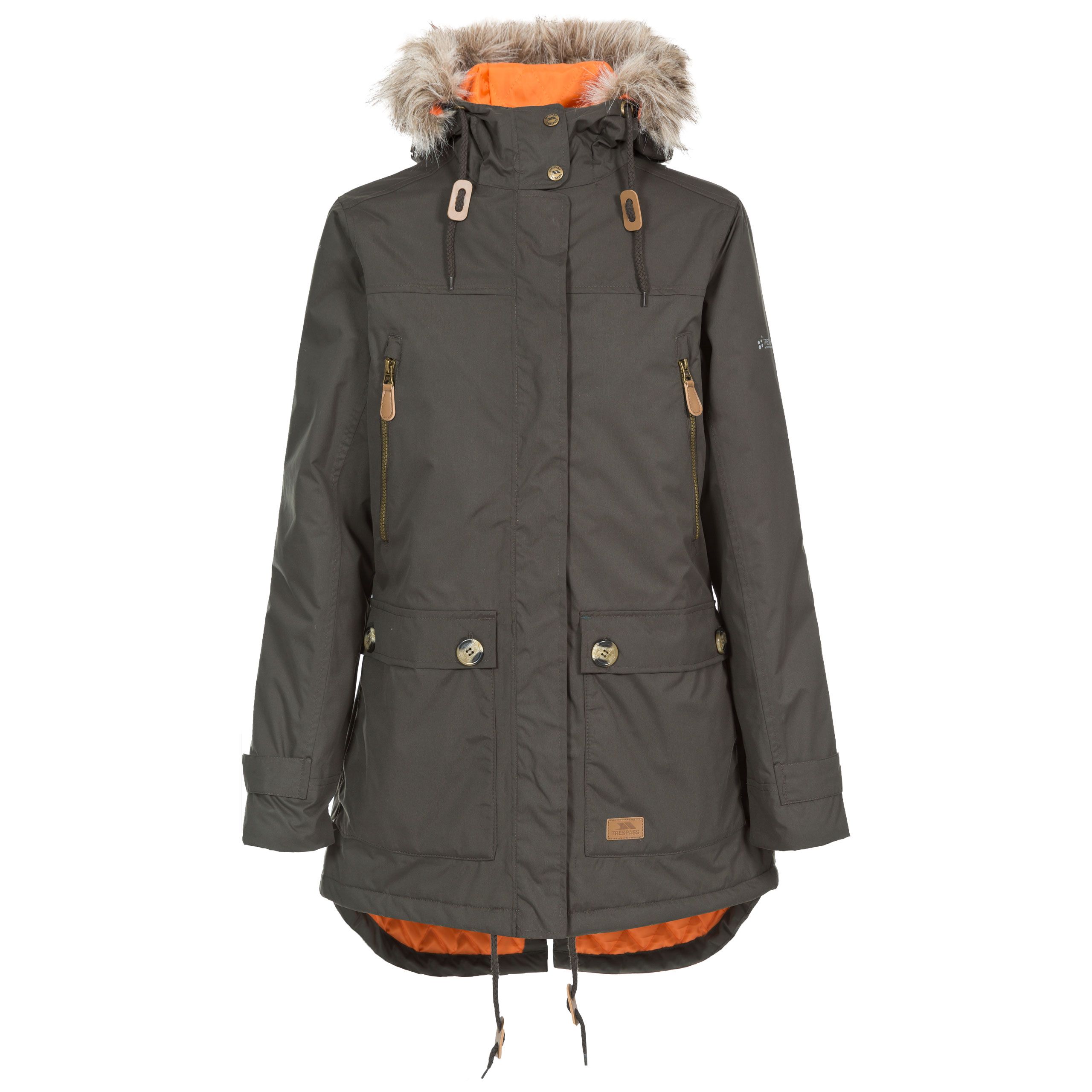 Trespass Women's Khaki Waterproof Parka Jacket Clea