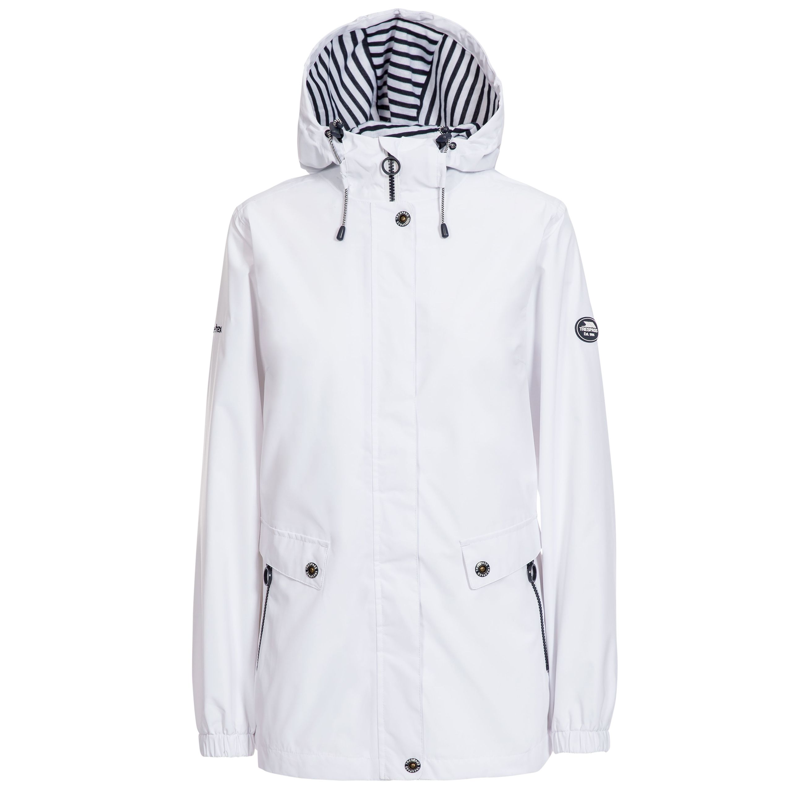 Trespass Women's White Waterproof Jacket With Hood Flourish