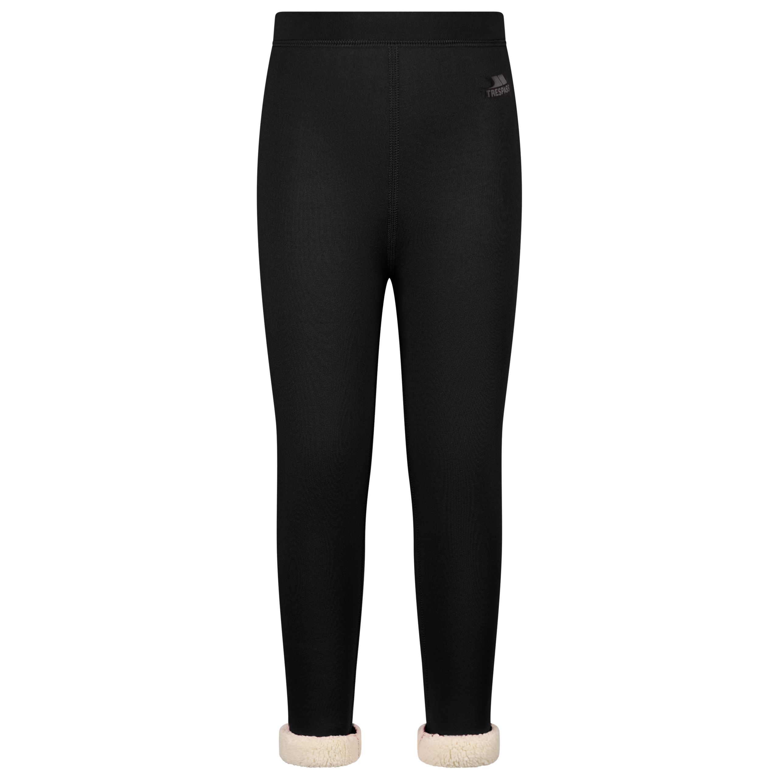 Trespass Girls  Sherpa Lined Leggings Fuzzy Black 7/8