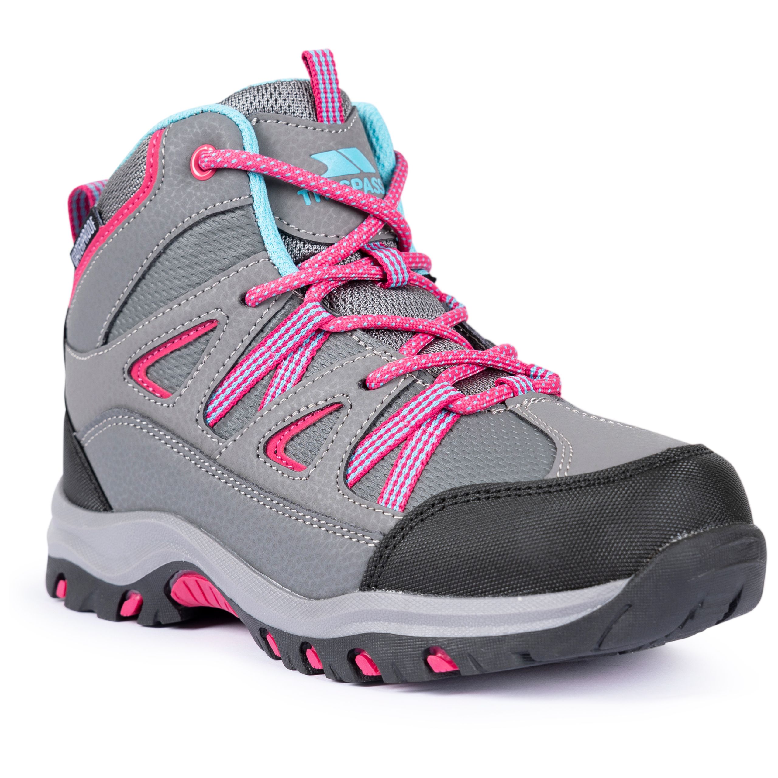Trespass Unisex Kids Grey Kids Walking Boots Waterproof Mid Cut Gillon Ii