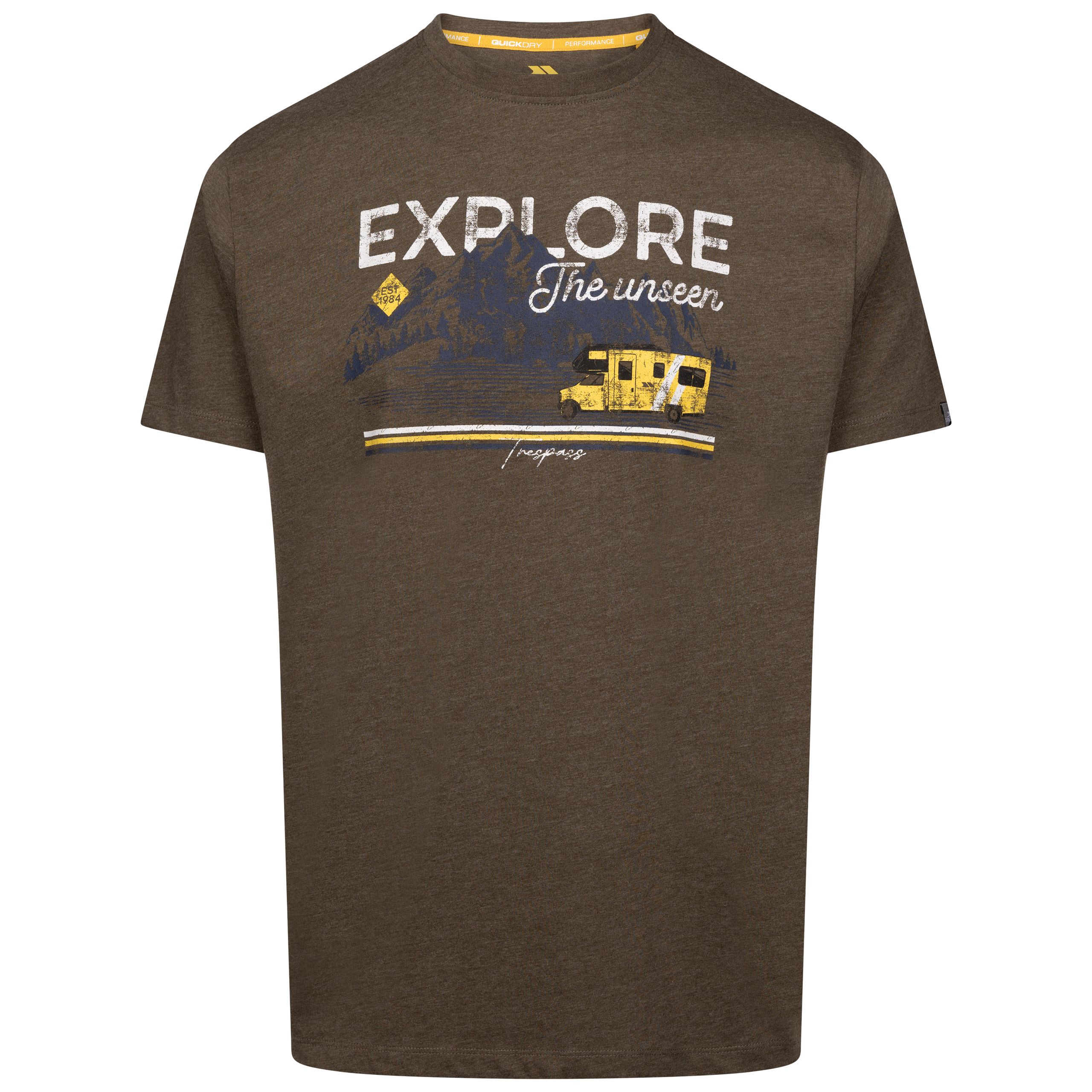 Trespass Men's Casual Printed T-Shirt Thelon Green Extra Large