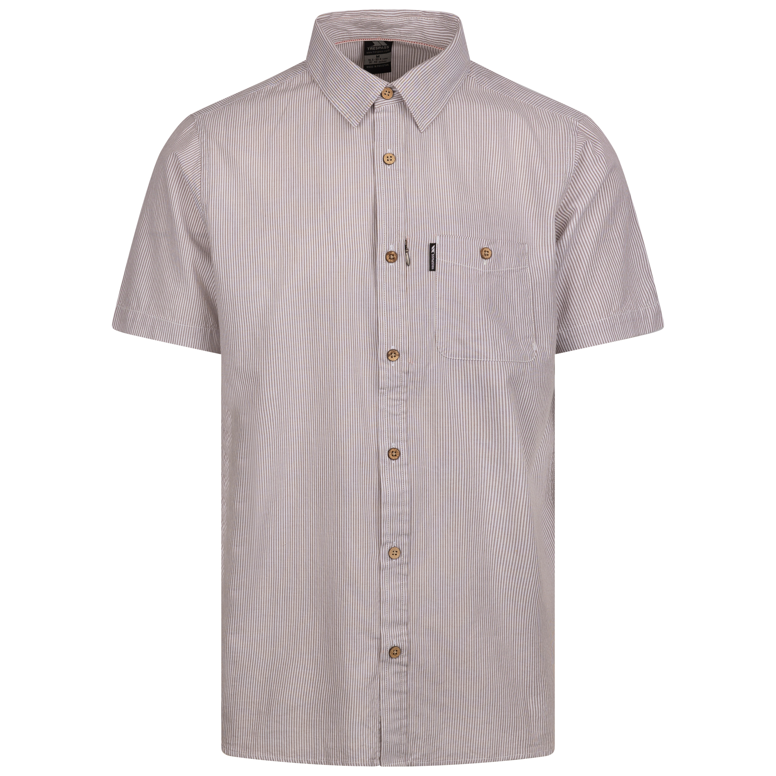 Trespass Mens Casual Woven Shirt Contrast Buttons Zip Pocket Slapton Stripe