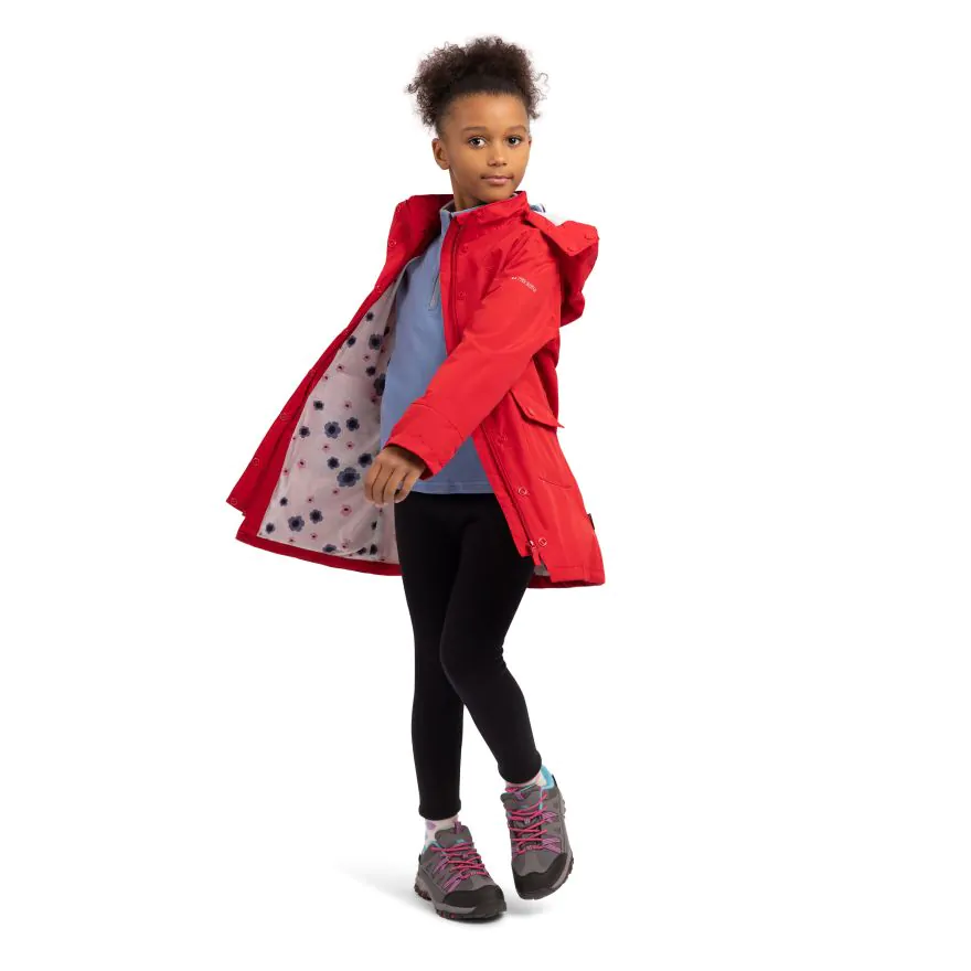 Trespass Girls' Observe Waterproof Padded Jacket - Detachable Hood, Windproof, 3000mm Waterproof Rating, Snap Pockets & Printed Lining