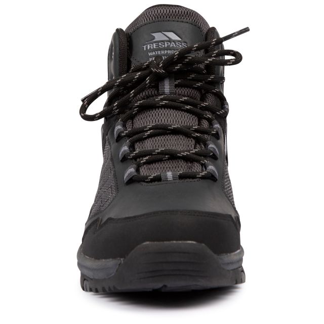 Trespass Scarp Men's Waterproof Walking Trainers – Brown & Grey Hiking Shoes, Breathable