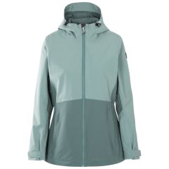 Trespass Women's Waterproof Jacket TP75 Alfresco in Teal mist, Front view on mannequin