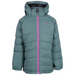 Trespass Kid's Padded Jacket Amira in Spruce green, Front view on mannequin