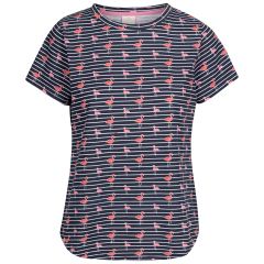 Womens Casual Top Cara in NAVY FLAMINGO STRIPE, Front view on mannequin