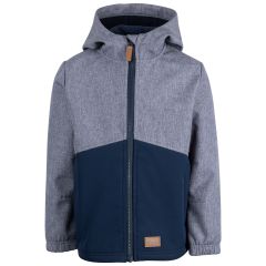 Kids Softshell Jacket Cheerfully in NAVY, Front view on mannequin