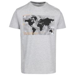 Mens Casual Printed T-Shirt Chera in GREY MARL, Front view on mannequin