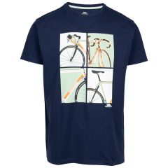 Mens Casual Printed T-Shirt Chowder in NAVY, Front view on mannequin