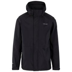 Mens DLX Waterproof Jacket Cyril in Black, Front view on mannequin