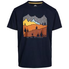Trespass Mens Round Neck T-Shirt Tp75 Danub in Navy, Front view on mannequin