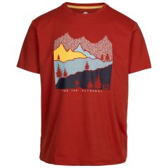 Trespass Mens Round Neck T-Shirt Tp75 Danub in Salsa, Front view on mannequin
