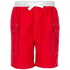 Trespass Kids' Shorts Depths in RED, Front view on mannequin