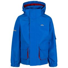 Kids Tp50 Waterproof Jacket Desic in Blue, Front view on mannequin