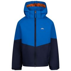 Kids Waterproof Jacket Dexterous In Blue, Front view on mannequin